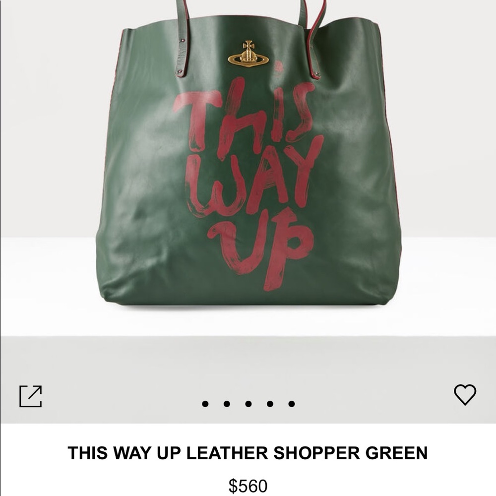 Vivienne Westwood This Way Up Leather Shopper Green